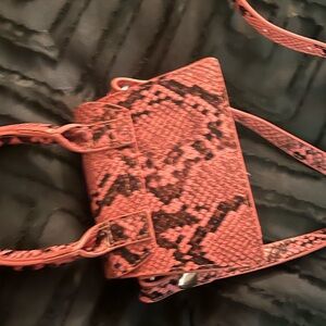 Pink Snake-Print Crossbody Bag